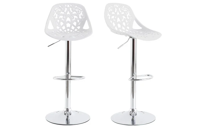 Design-Barhocker Barock Weiß 2er Set BAROCCA.