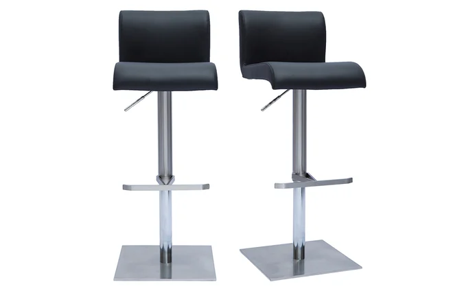 Design-Barhocker höhenverstellbar schwarz gebürsteter Edelstahl (2er-Set) SHEINA