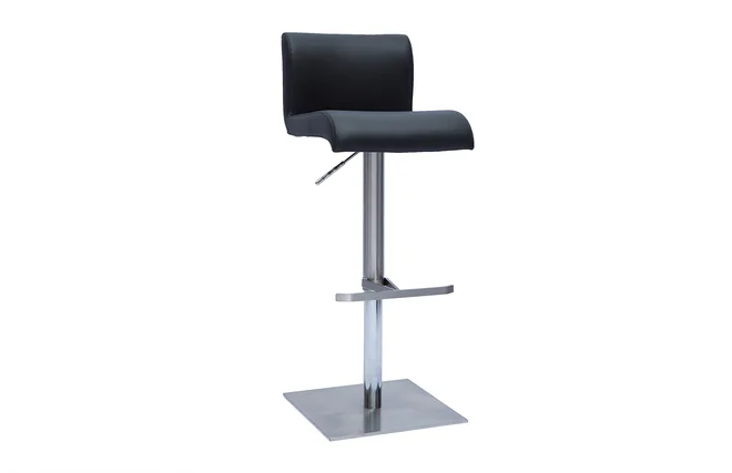 Design-Barhocker höhenverstellbar schwarz gebürsteter Edelstahl SHEINA