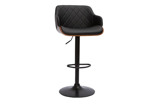 Design-Barhocker höhenverstellbar schwarz und dunkles Holz LUCIEN