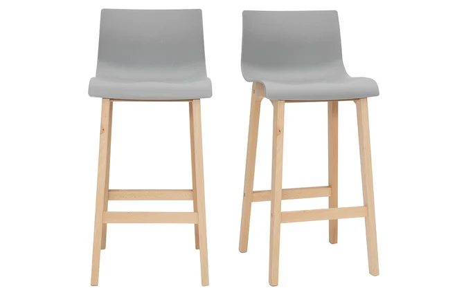 Design-Barhocker Holz und Hellgrau 65 cm 2 Stck. NEW SURF