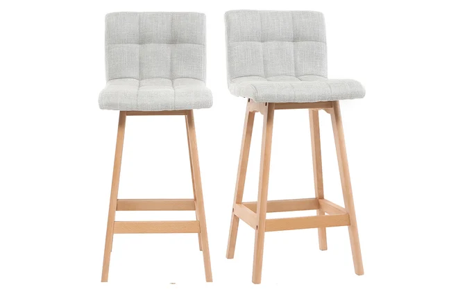 Design-Barhocker Holz und Perlgrau 65 cm 2 Stck. KLARIS