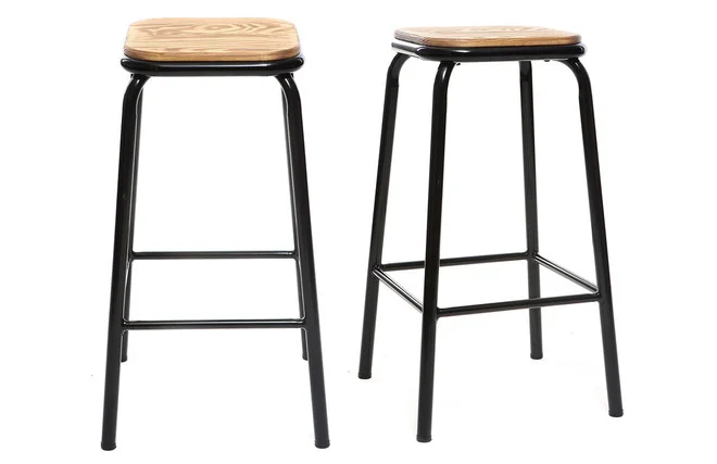 Design-Barhocker Holz und Schwarz 65 cm 2 Stück MEMPHIS