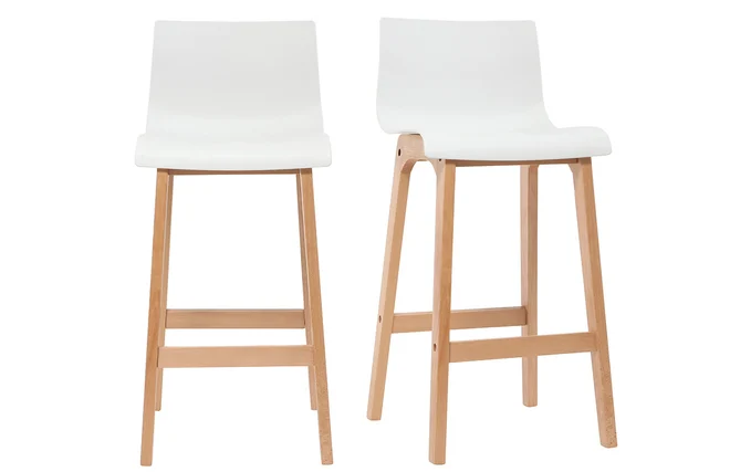 Design-Barhocker Holz und Weiß 75 cm 2 Stck. NEW SURF