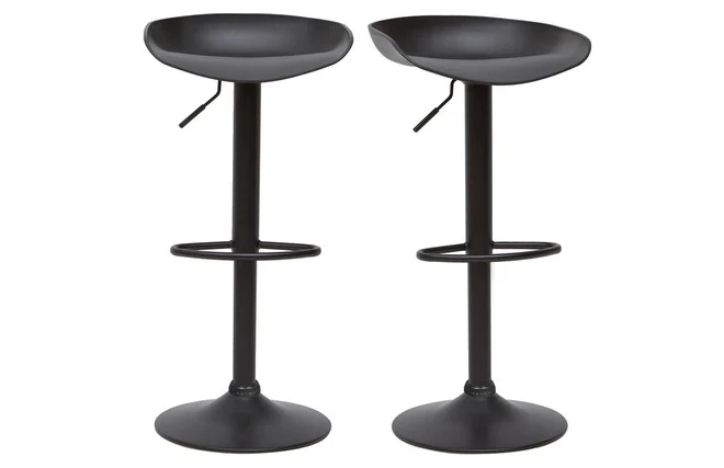 Design-Barhocker Schwarz mit Metallbeinen (2 Stk.) PEBBLE