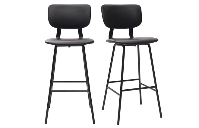 Design-Barhocker Schwarz mit Metallbeinen 75 cm (2 Stk.) LAB