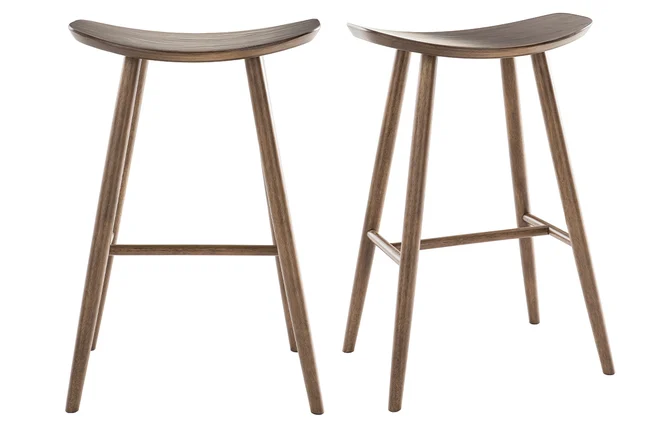 Design-Barhocker Walnuss H72 cm (2er-Set) DEMORY