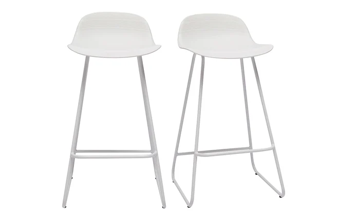 Design-Barhocker weiß H65 cm (2er-Satz) ELLA