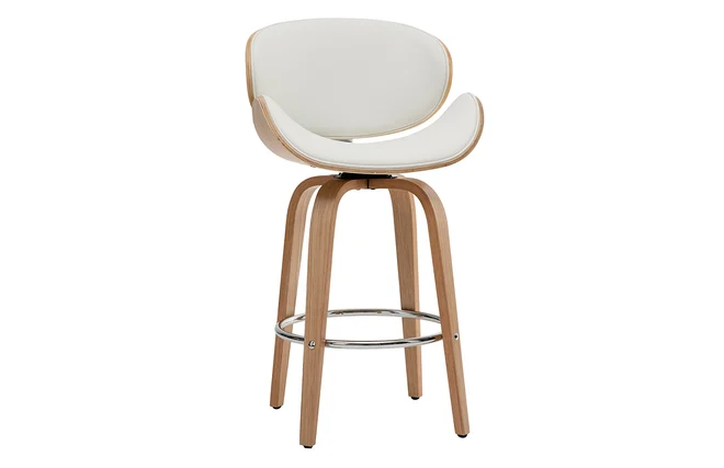 Design-Barhocker Weiß und helles Holz 65 cm WALNUT