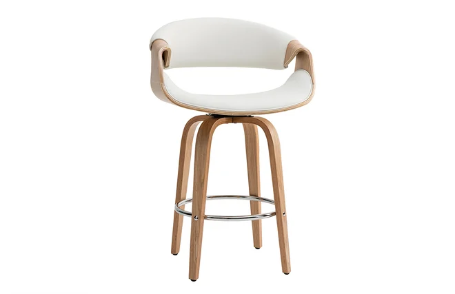 Design-Barhocker Weiß und helles Holz 68 cm ARAMIS