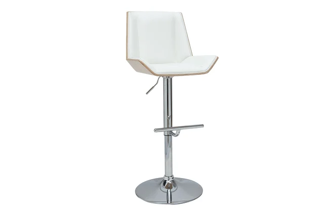 Design-Barhocker weiß und helles Holz MELKIOR