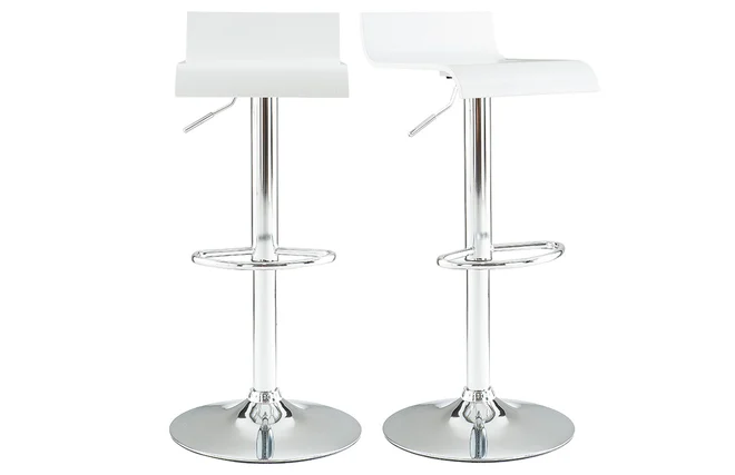 Design-Barhocker weißes Holz und verchromtes Metall (2er-Set) SURF V2