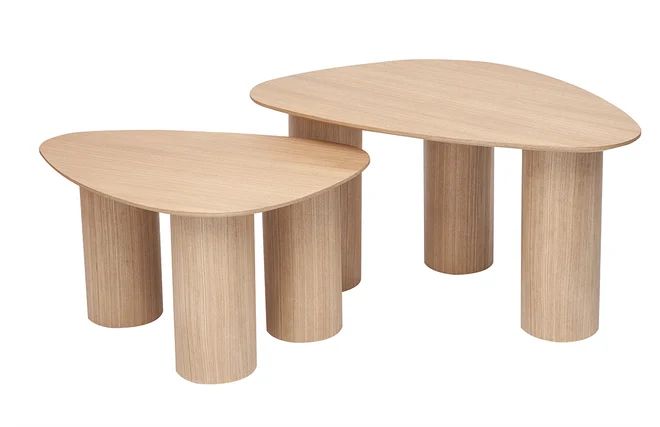 Design-Beistelltische aus hellem Holz (2er-Set) FOLEEN