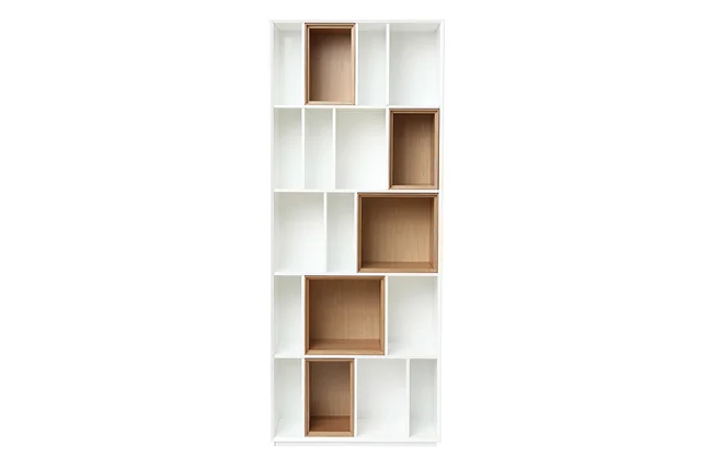 Design-Bücherregal anpassbar Weiß und Eiche JAZZ