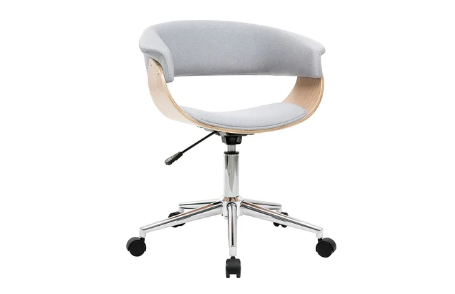 Design-Bürosessel grauer Stoff und helles Holz OKTAV