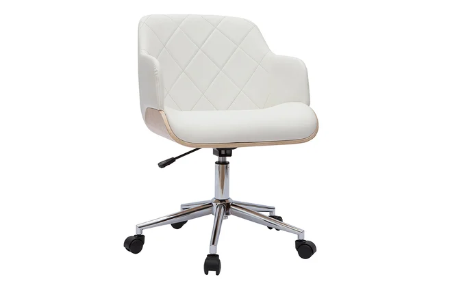 Design-Bürostuhl in Weiß mit hellem Holz SANDRO