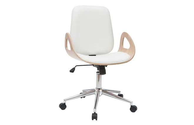 Design-Bürostuhl weiß und helles Holz GLORY