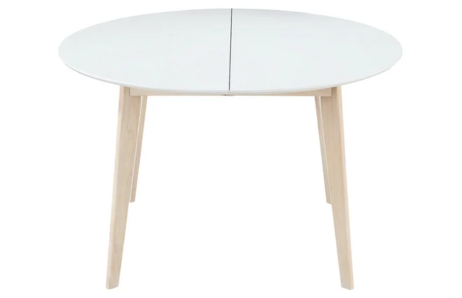Design-Esstisch rund ausziehbar Weiß und Holz L120-150 LEENA
