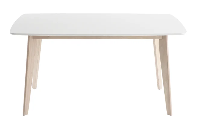 Design-Esstisch Weiß und helles Holz L150 LEENA