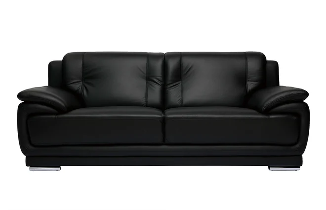 Design-Ledersofa schwarz drei Plätze Büffelleder TAMARA