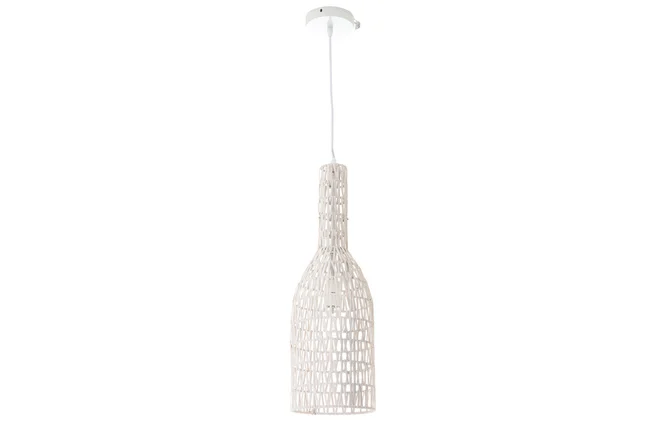 Design-Pendelleuchte in weißer Rattan-Optik Durchmesser 19 cm PHILAE