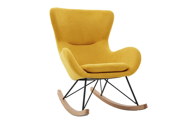 Design-Schaukelstuhl Samteffekt senfgelb ESKUA