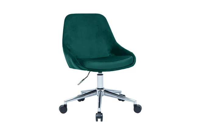 Design-Schreibtisch aus petrolblauem Samtstoff und schwarzem Metall 360° drehbar HOLO