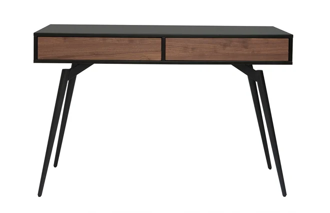 Design-Schreibtisch in mattem Schwarz und Walnussfurnier TRIPOLI