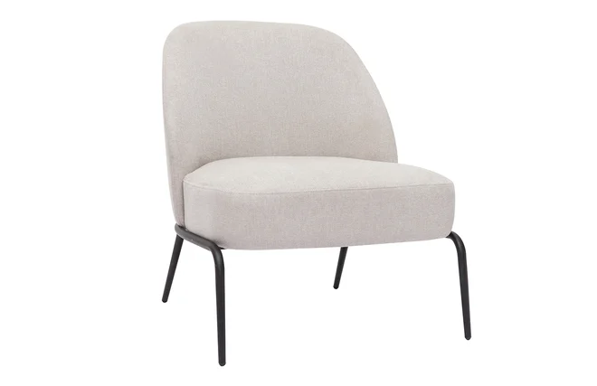 Design-Sessel im beigen Samtdesign mit schwarzem Metallfuß BREGO
