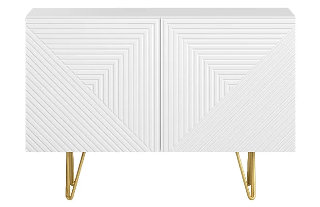 Design-Sideboard weiß und goldfarben mit 2 Türen B107 cm OZEN