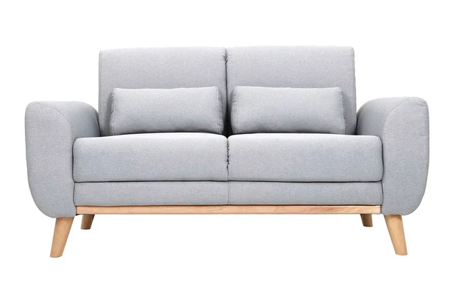 Design-Sofa 2 Plätze Stoff Grau Eichenbeine EKTOR
