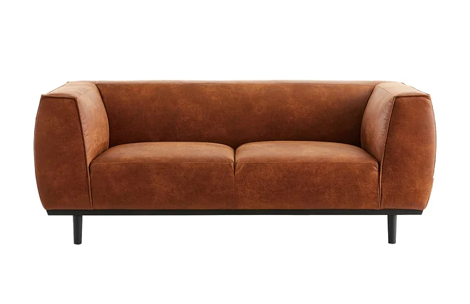 Design-Sofa aus Leder in Antikoptik Cognacbraun 2/3-Sitzer MORRIS