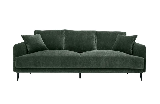 Design-Sofa mit khakifarbenem Stoff im Samtdesign und schwarzem Metall 3-Sitzer JERRY