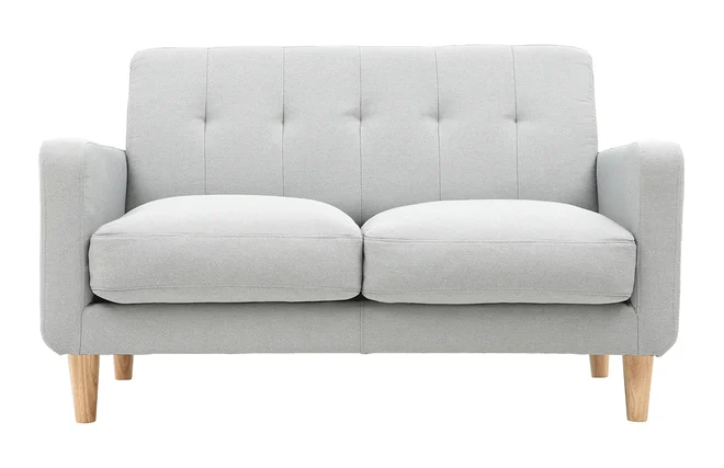 Design-Sofa skandinavisch hellgrauer Stoff 2-Sitzer LUNA