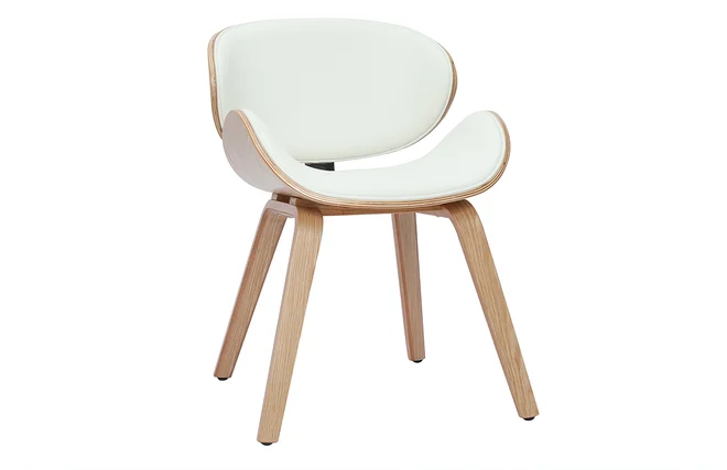 Design-Stuhl in Weiß und helles Holz WALNUT