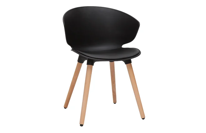 Design-Stuhl schwarz mit hellem Holz WING