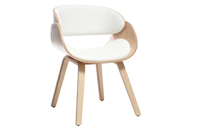 Design-Stuhl Weiß und helles Holz BENT