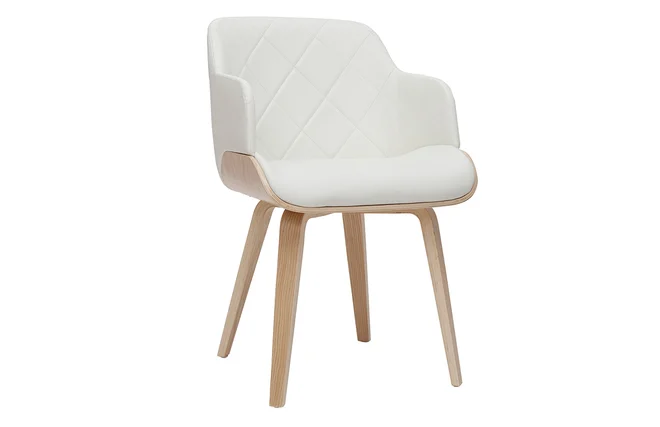 Design-Stuhl weiß und helles Holz LUCIEN