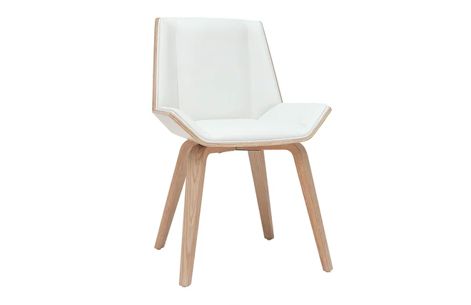 Design-Stuhl weiß und helles Holz MELKIOR