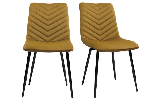 Design-Stühle aus bronzefarbenem Samt und schwarzem Metall (2er-Set) PUMPKIN