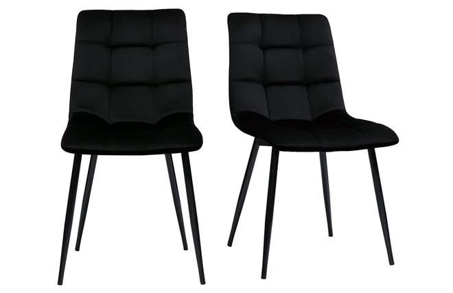 Design-Stühle aus schwarzem Samtstoff und Metall (2er-Set) MAXWELL
