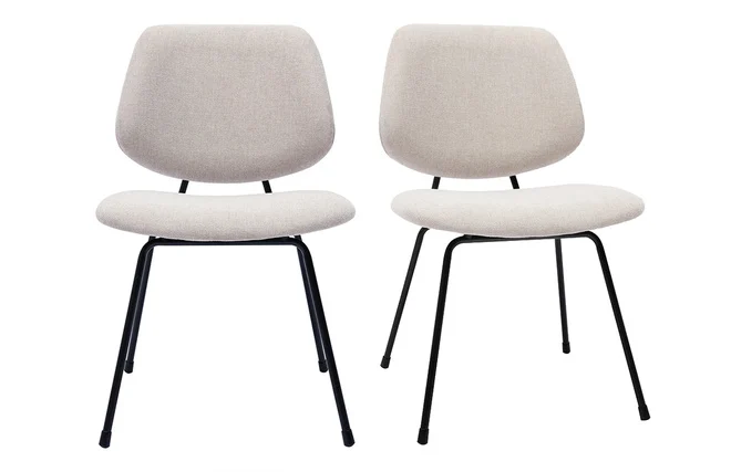 Design-Stühle beiger Stoff mit Samteffekt und schwarzer Metallfuß (2er-Set) BARNET