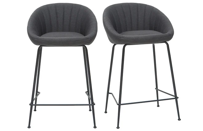 Designer-Barhocker dunkelgrauer Stoff 65cm (2er Set) SHERU