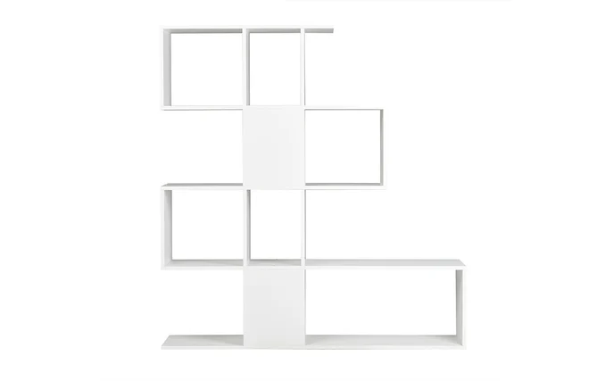 Designer-Bücherregal und Trennwand glänzend weiß lackiert H147 cm COMO