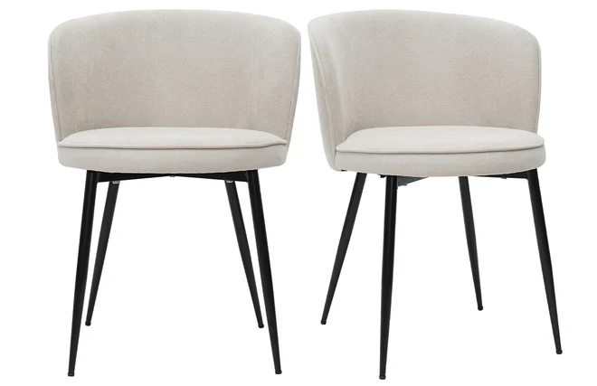 Designer-Stühle aus beigem Stoff mit Samteffekt 2er-Set SERIF