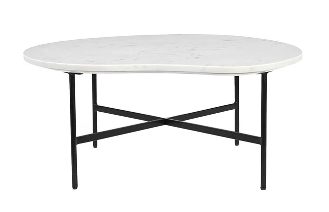 Designertisch aus weißem Marmor und schwarzem Metall L80 cm SASSO