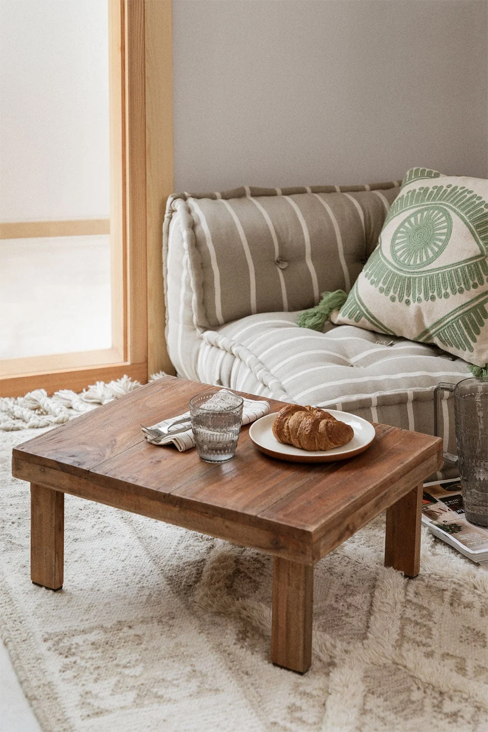 Rechteckiger Couchtisch 60x45 cm aus recyceltem Holz Devid