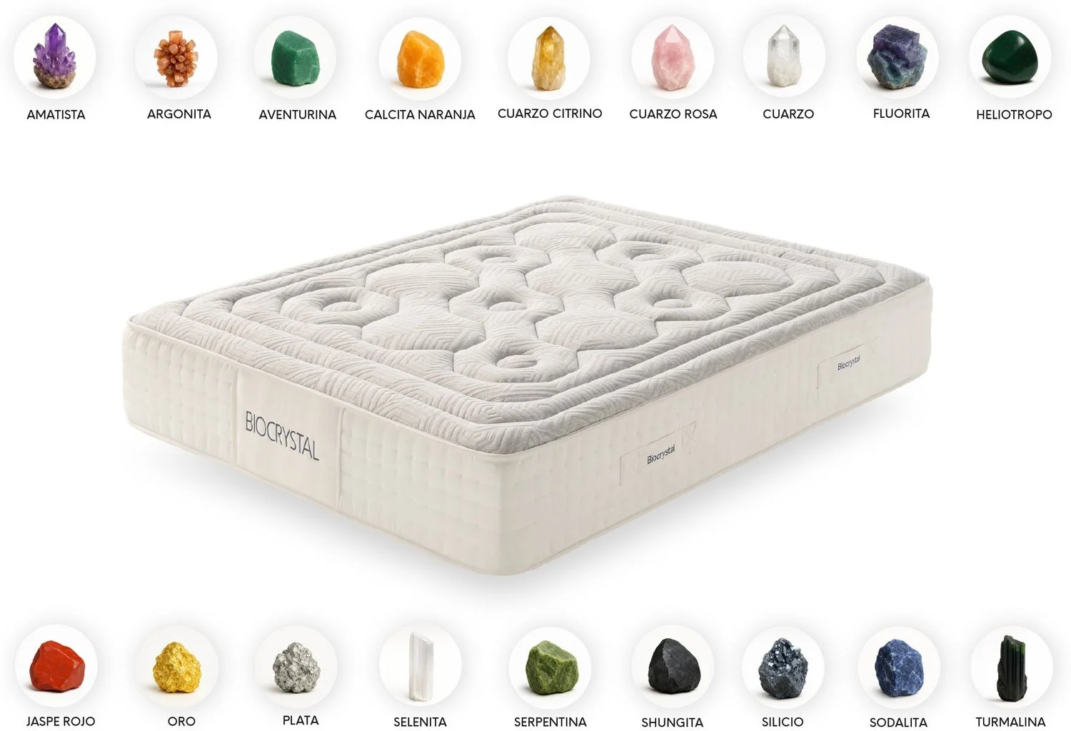 Moonia Biocrystal Selenium 27 Matratze Viskoelastischer Schaum Grau 180x200cm