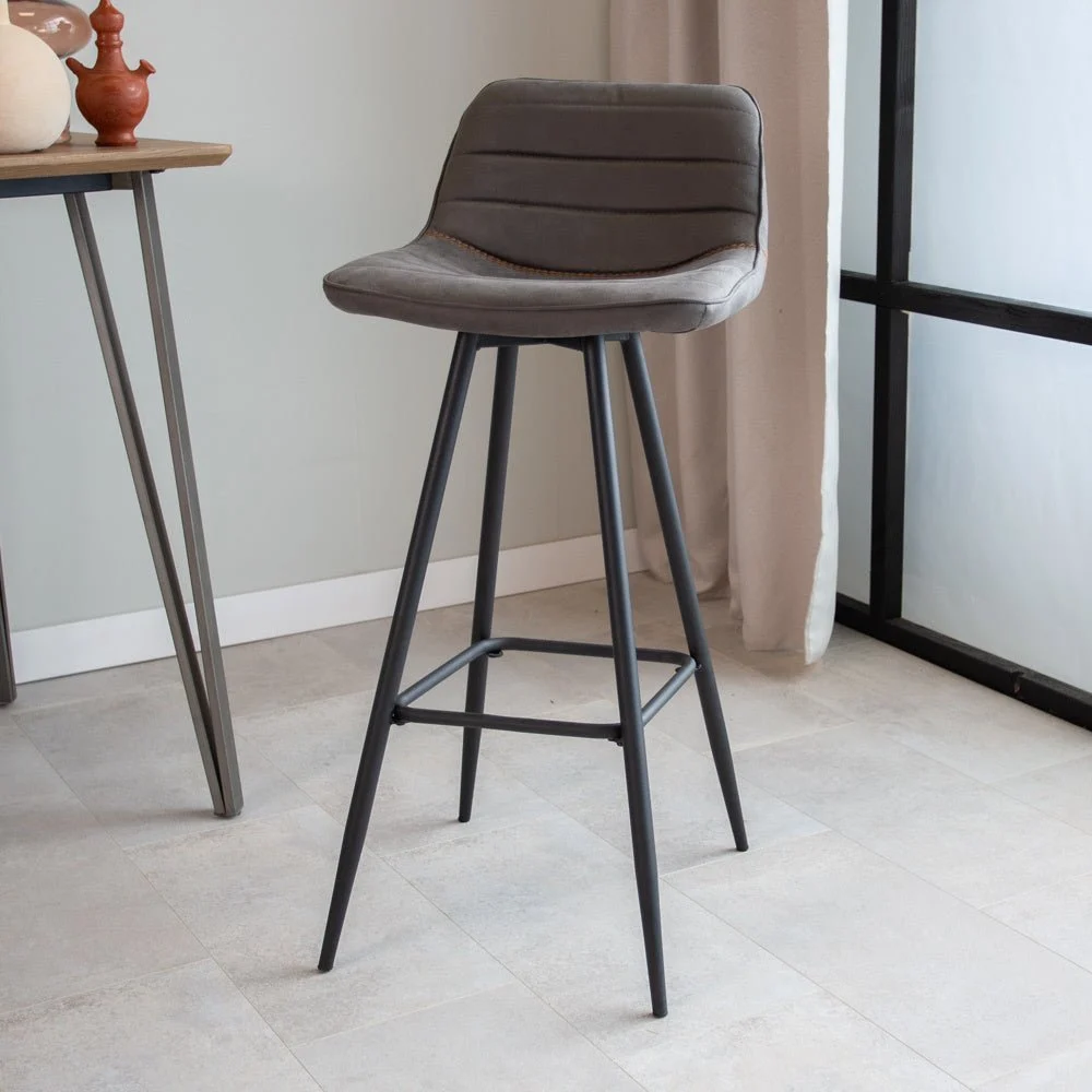 Industriell Barhocker Anthrazitfarbener Kenton-Mikrofaserstoff – 76 cm Sitzhöhe
