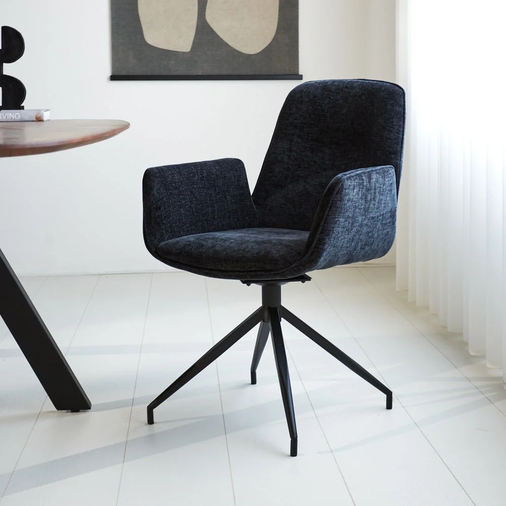 Drehbarer Esszimmerstuhl Nela Chenille schwarz